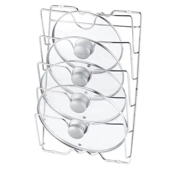 1 pièces accessoires de cuisine en acier inoxydable Pot couvercle étagère cuisine organisateur casse
