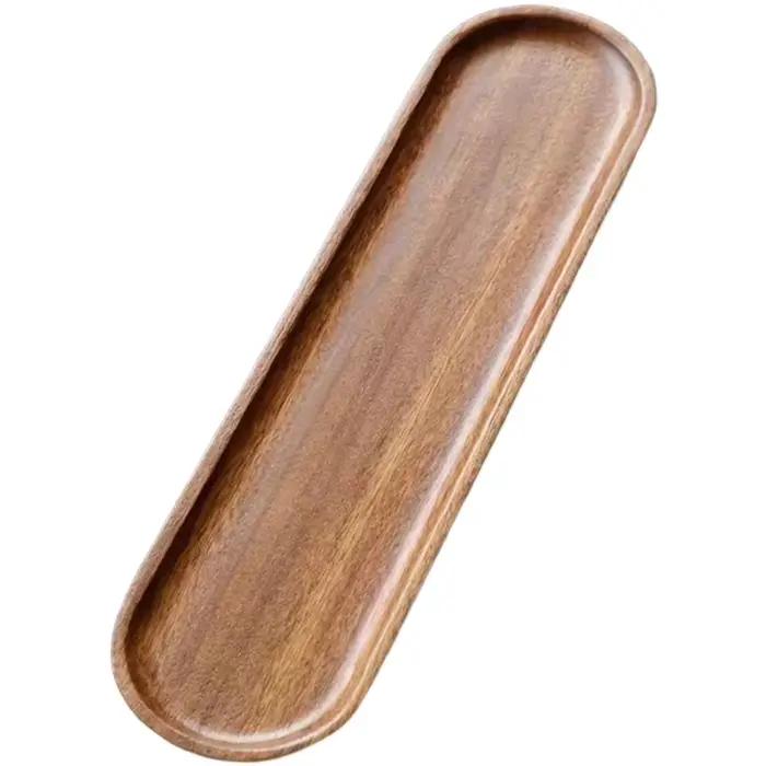 Plateau en bois de noyer, vaisselle rectangulaire, assiette à dessert, plateau de service alimentair