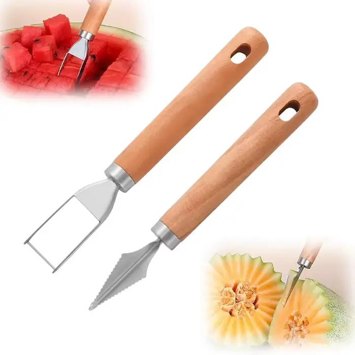 maveraCC11 Utensile coupe-pastèque et trancheuse de fruits en acier inoxydable – Couteau et cuillère