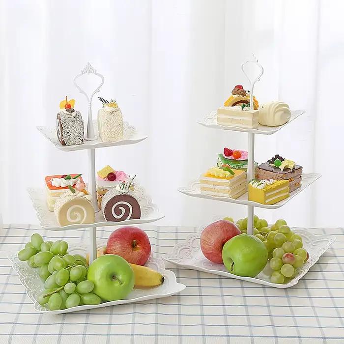 Support à Gâteaux Chi à 3 Niveaux en Plastique, Tour à Dessert, pour Thé, ixPréChristophe, Mariage, 