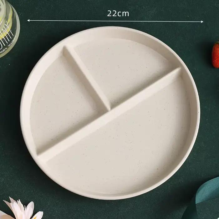 Assiette de petit-déjeuner divisée en 3 compartiments, assiette individuelle ronde en plastique, ass