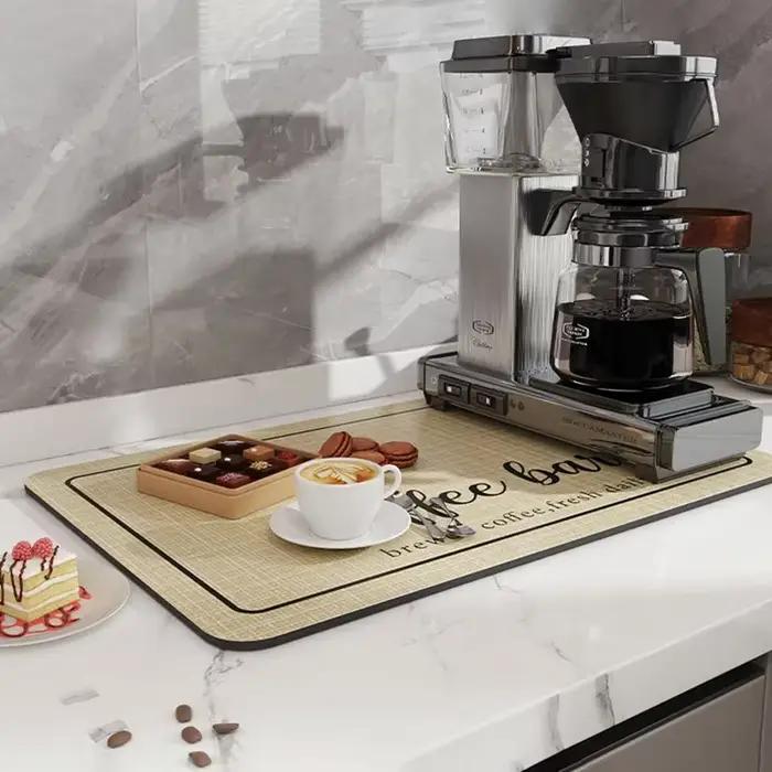 Tapis à café Super absorbant, égouttoir pour assiettes à café, séchage rapide, vaisselle de salle de
