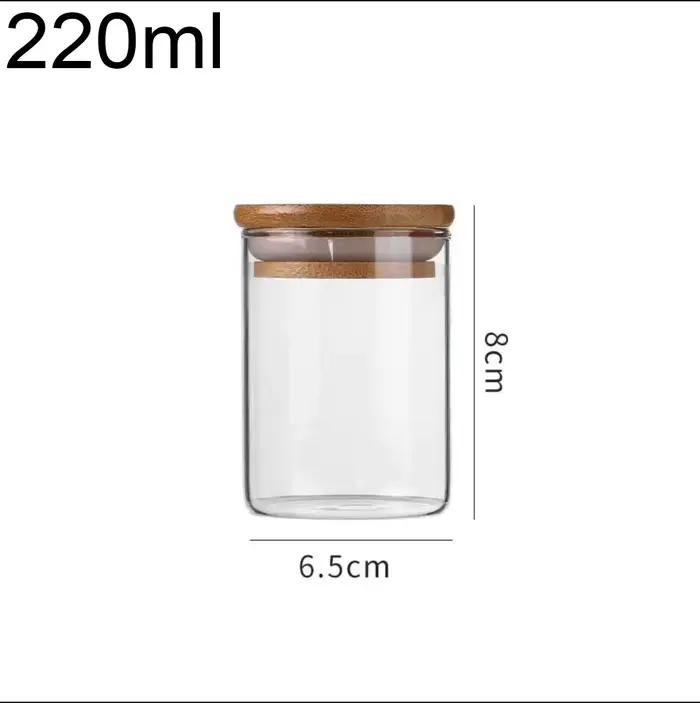 Pot en verre transparent avec couvercle en bois scellé, récipient de stockage alimentaire multifonct