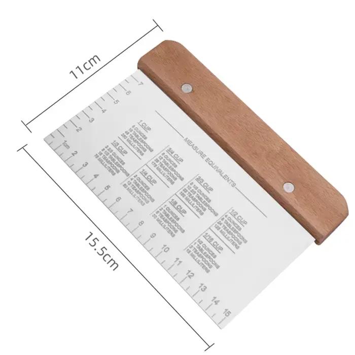 Coupe de farine de cuisson avec manche en bois en acier inoxydable, avec outils de cuisine gradués, 