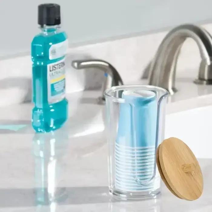 Boîte de rangement en acrylique, pot de salle de bain, organisateur de maquillage, support rond pour