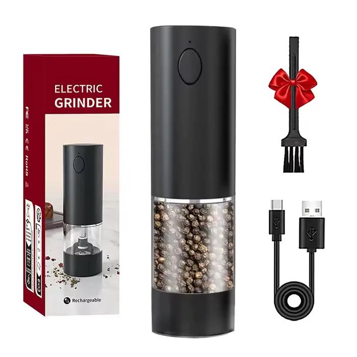 Moulin à poivre électrique en acier inoxydable, moulin à sel et à poivre, Rechargeable par USB, gros