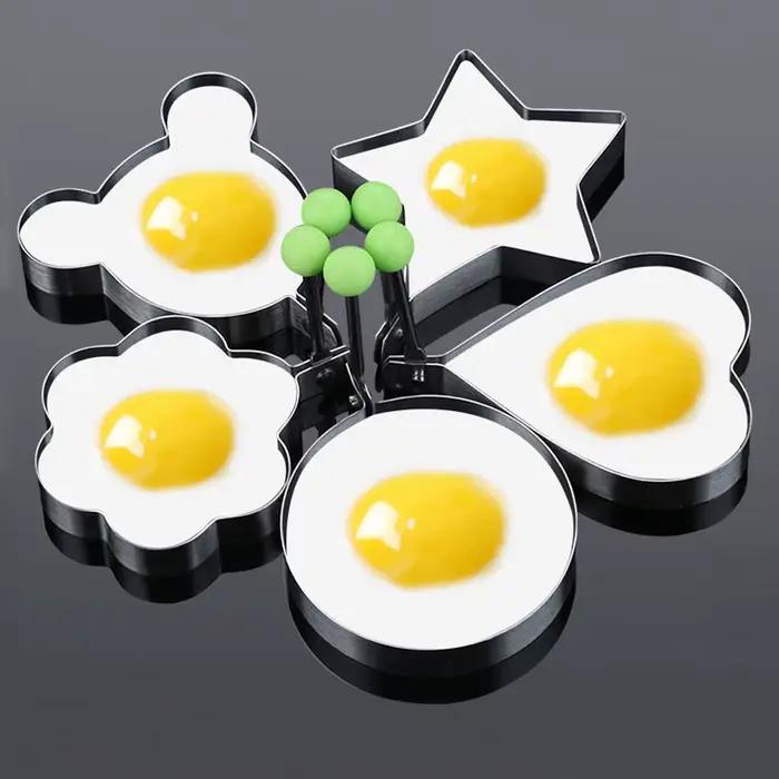 Moule d'anneaux d'œufs en acier inoxydable avec poignée, moule rond antiadhésif pour Omelette de crê