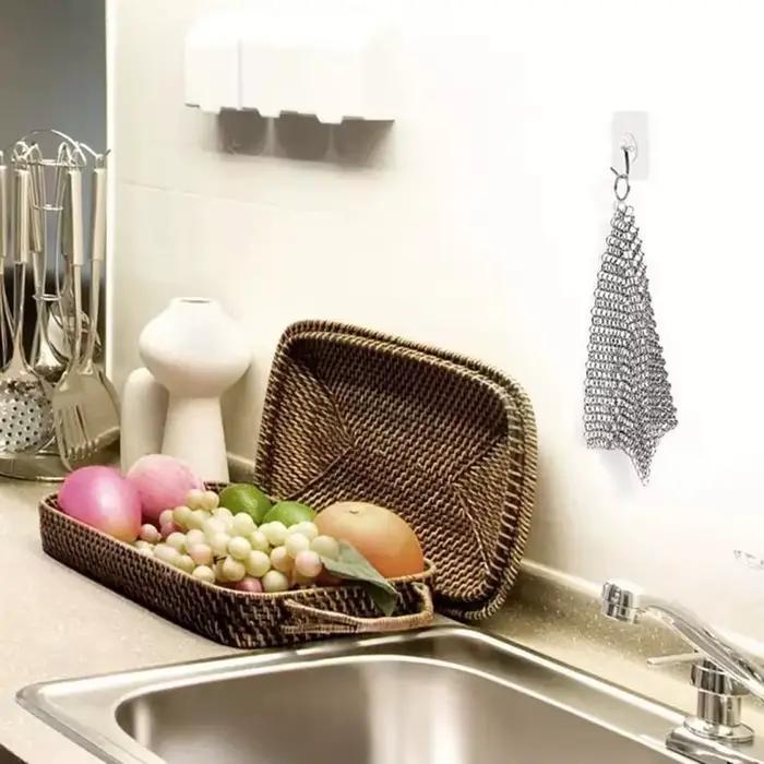 Nettoyeur de chaîne en fonte d'acier inoxydable, épurateur de courrier, brosse, filet de casserole, 