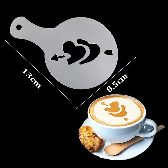 Pochoirs à café fantaisie, 16 pièces, modèle d'impression de café, pochoirs à gâteaux au lait, moule