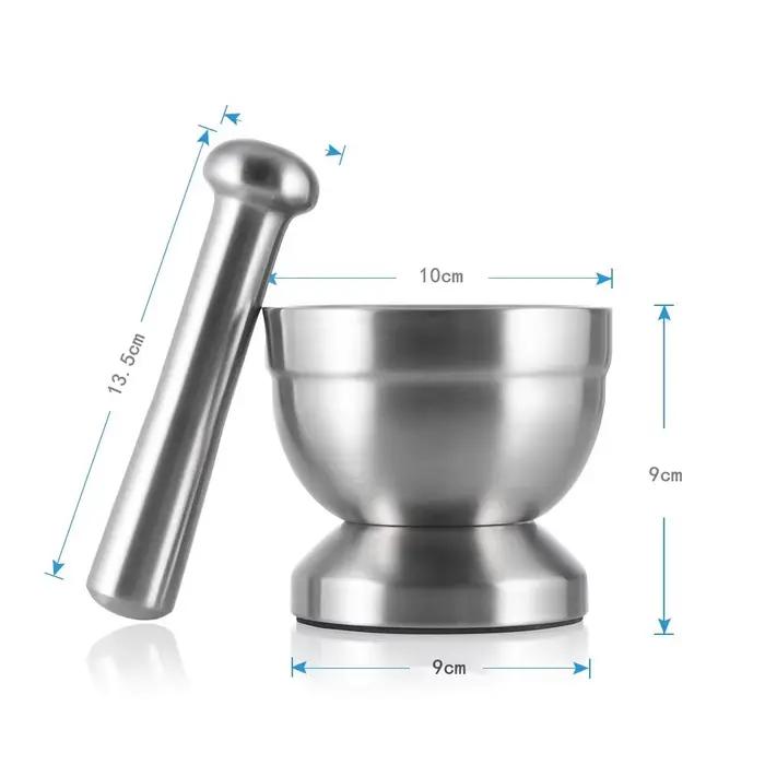 LMETJMA – moulin à épices en acier inoxydable, avec mortier et pilon, herbes, bol, moulin à assaison
