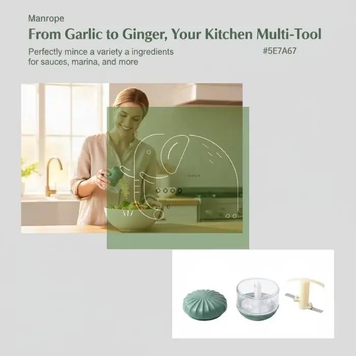 Écraseur d'ail et de gingembre manuel pour la maison, écologique, facile à nettoyer, portable, durab