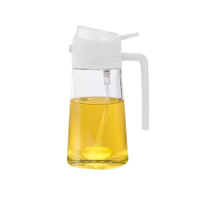 Bouteille de pulvérisation d'huile d'olive 2 en 1, pulvérisateur d'huile en plastique de 500ml, cont