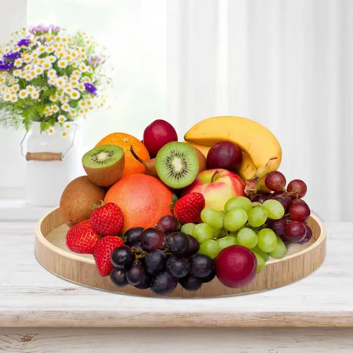 Assiette de service en bois, assiette à thé, fruits, bonbons, nourriture, décoration de la maison, v
