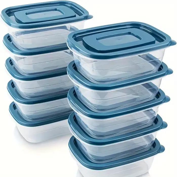 Ensemble de 6 contenants de stockage alimentaire en plastique transparent empilables avec couvercles