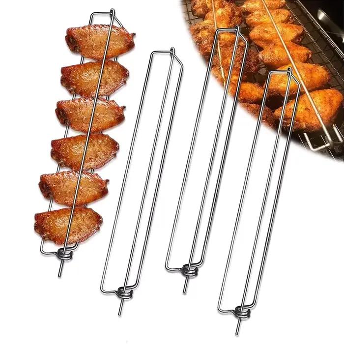 Rails d'aile de poulet pour griller, 4 pièces, support d'aile de poulet de serrage en acier inoxydab