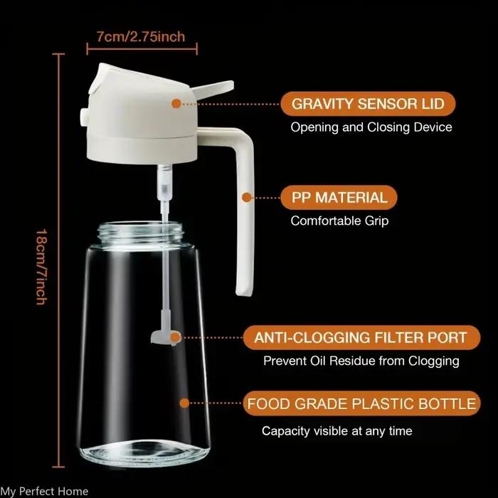 Pulvérisateur d'huile de cuisine en plastique 2 en 1, 500 ml, flacon pulvérisateur d'huile d'olive, 