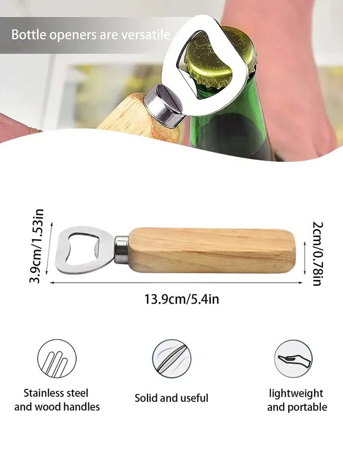 Leeseph ouvre-bouteille à manche en bois ouvre-bouteille de bière ouvre-bouteille de barman ouvre-bo