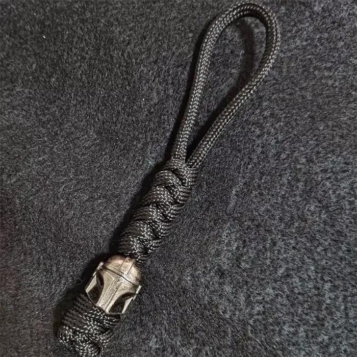 Pendentifs paracorde en alliage d'aluminium, guerrier spartiate, casque, couteau, perles, lanière ti