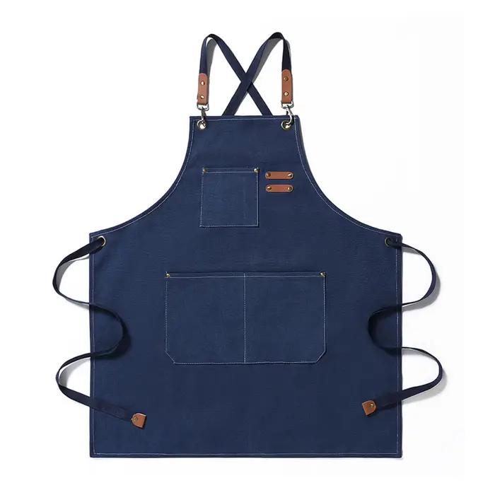 Tablier de cuisine professionnel, tabliers en toile résistants à l'huile avec grande poche pour homm