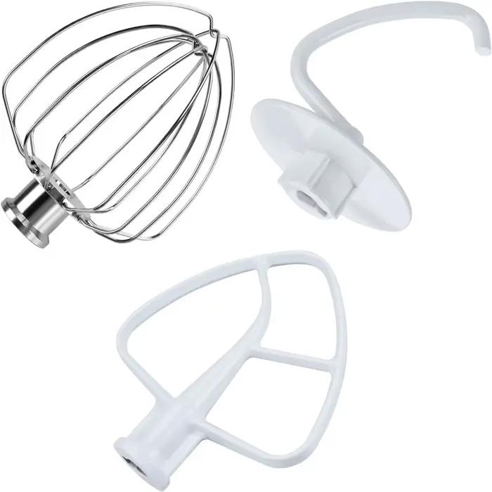 Kit d'accessoires 3 pièces pour batteur KitchenAid 4,5 litres - fouet à 6 fils en aluminium, batteur