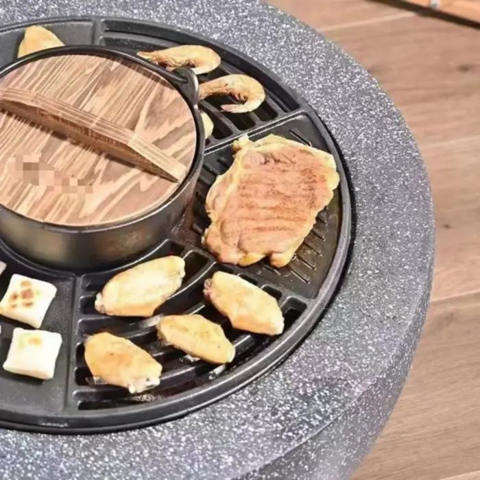 Plaque de cuisson grillagée noire ronde, équipement de cuisson à fentes, facile à nettoyer