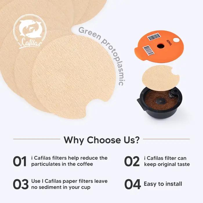 Icafilas-Filtre en papier pour capsules de café, dosette jetable, pour machine pivotante TasHansen