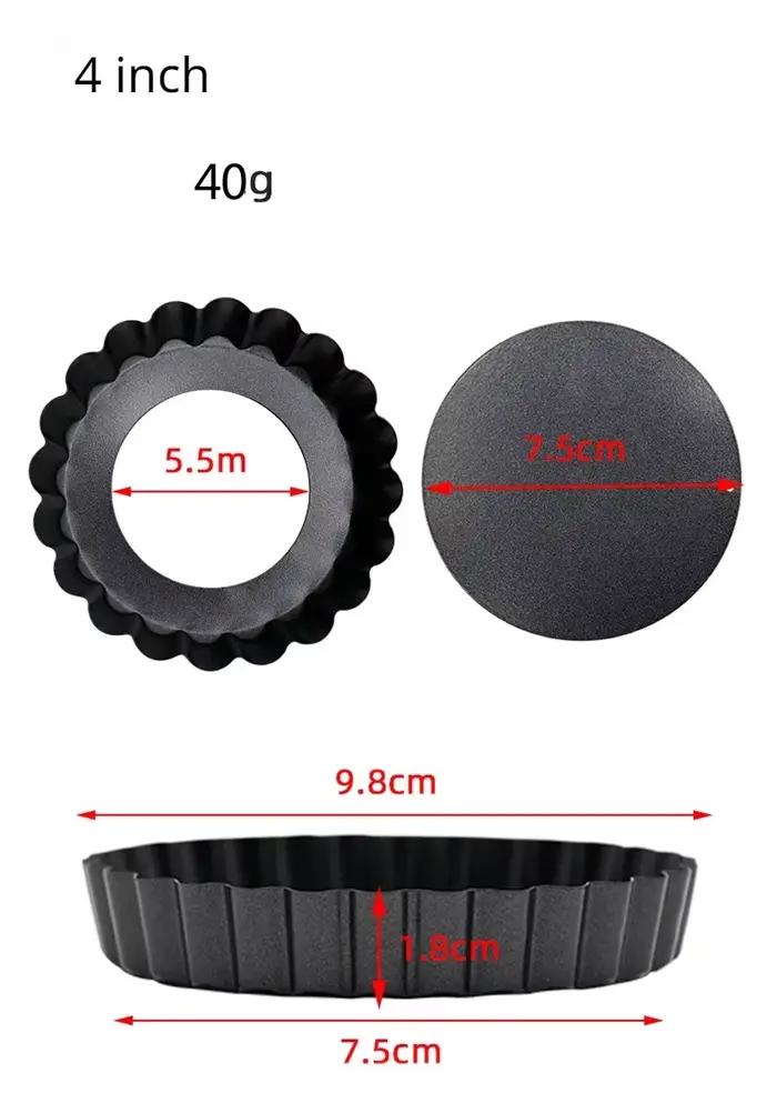 Ensemble de 6 moules ronds antiadhésifs de 4 pouces pour crêpes et flan avec fond amovible, formes d