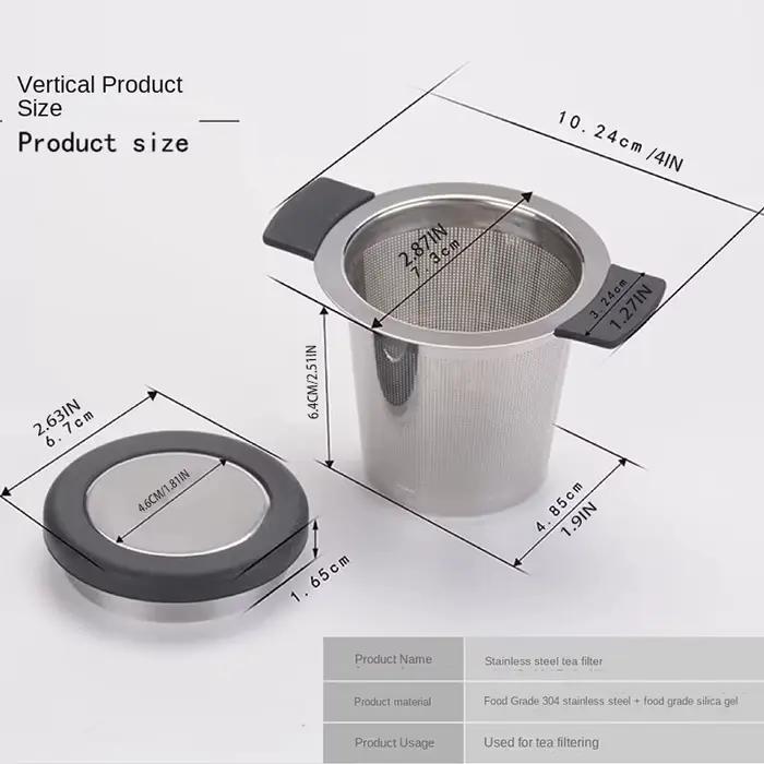 Filtre à thé en acier inoxydable avec double poignée, filtre à thé en silicone, machine à thé à doub