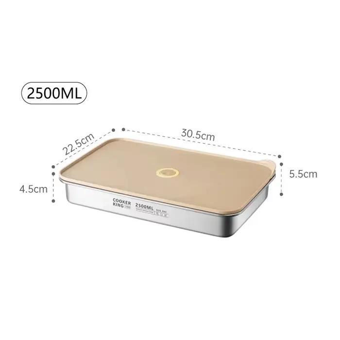 COOKER KING – récipient de stockage des aliments en acier inoxydable, plateau à boulettes, plat rect