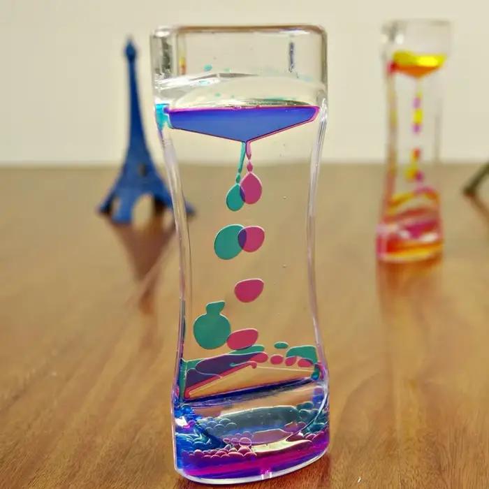 Minuteur sablier bicolore à bulles liquides flottantes, décoration de bureau, jouet sensoriel pour e