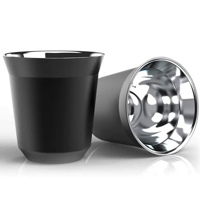 Tasse à expresso à Double paroi isolée en acier inoxydable, Capsule de café, tasse à boisson en méta