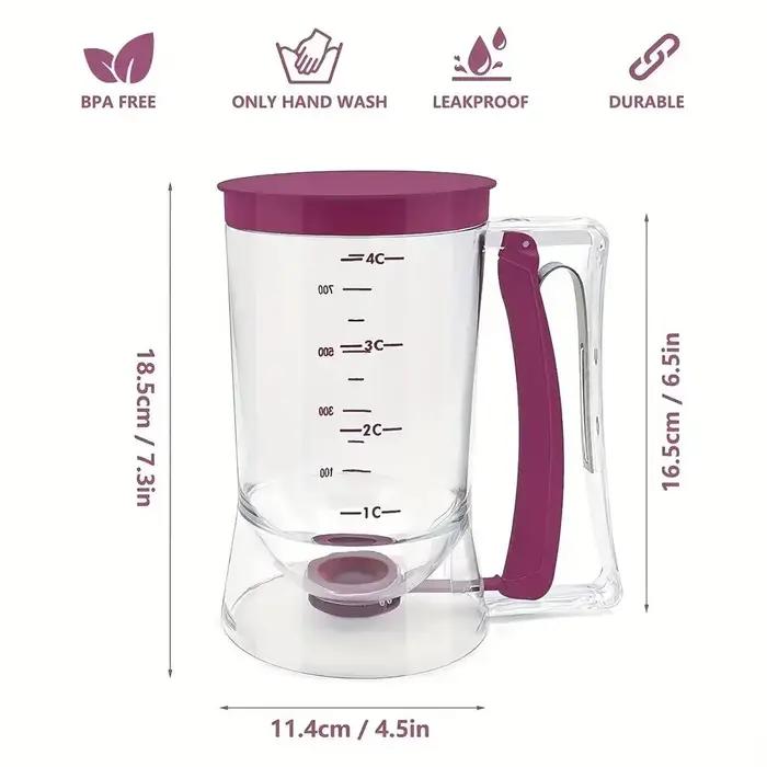 Distributeur de pâte à crêpes et cupcakes, pliable, pour cupcakes, gaufres, mélanges à muffins ou to