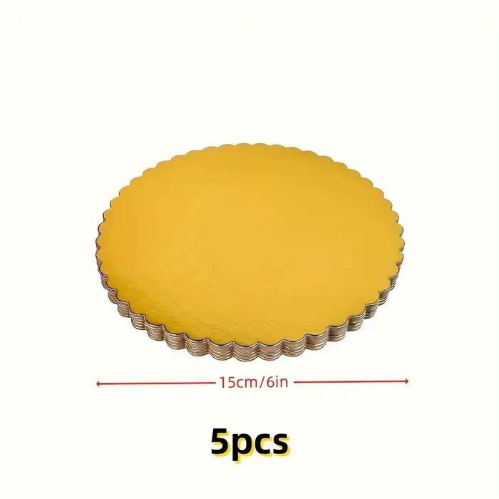 Planche à gâteaux 5 pièces avec cercles à gâteaux circulaires dorés, carton de base de gâteau 6/8/10