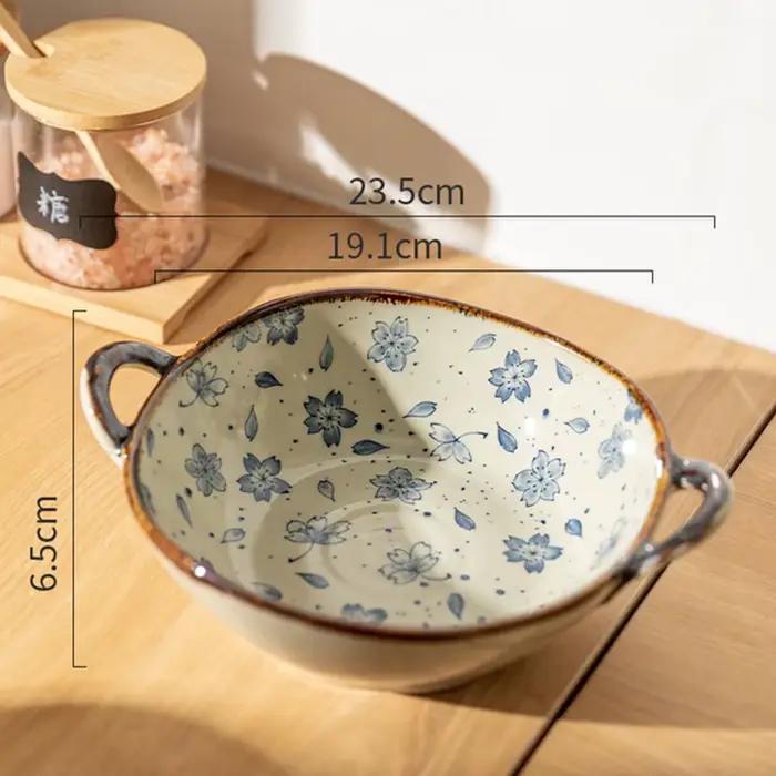 Bol à nouilles japonais de 7.5 pouces, bol à soupe en céramique avec poignée, bol à pâtes à salade, 