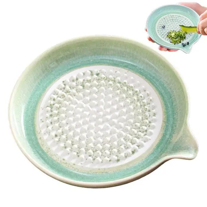 Râpe à ail en céramique de style japonais, moulin à gingembre et wasabi en porcelaine avec bec verse
