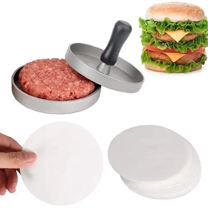 Feuille de papier ciré rond pour galettes de Hamburger, 100 pièces, pour presse à hamburgers, cuisso