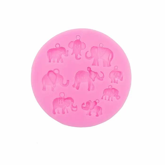 Moule en Silicone en forme d'éléphant, pour gâteau, bonbons, argile, animaux, cuisson, bijoux de fer