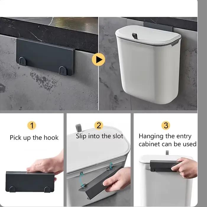 Poubelle murale avec couvercle pour porte d'armoire de cuisine, corbeille à papier créative pour toi