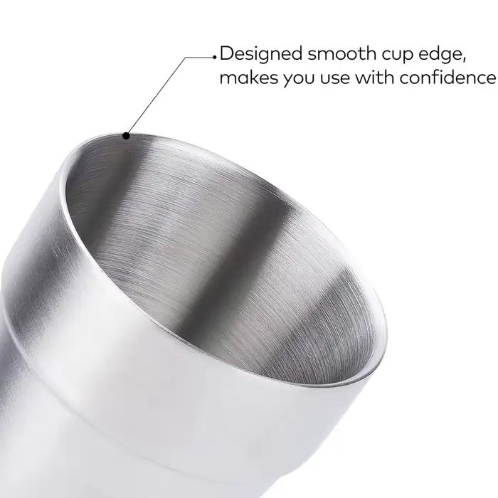 Verres à boire isolés à double paroi en acier inoxydable, 10oz, standard 6oz, métal, empilable, voya