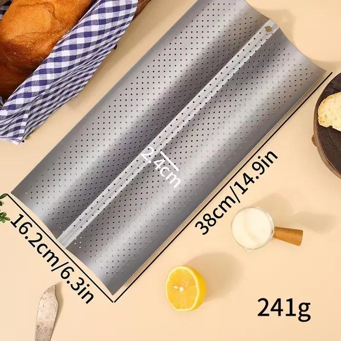 Plaque de cuisson antiadhésive perforée en acier au carbone pour baguettes, moule à pain français 3/