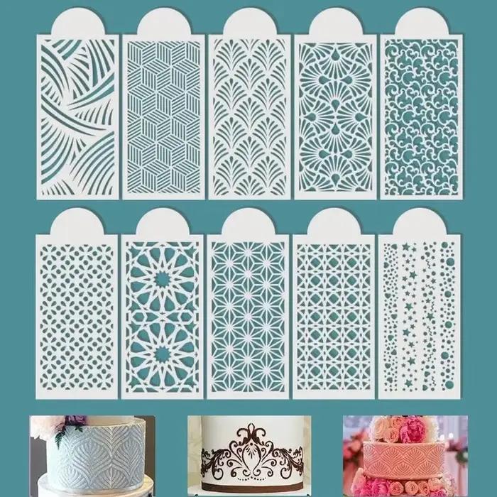 10 pièces/ensemble bricolage Fondant pochoir réutilisable gâteau décoration pochoir en plastique Spr