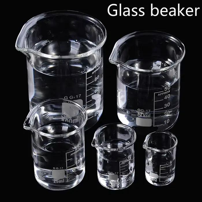 5 pièces/ensemble 5/10/25/50/100ml bécher en verre laboratoire tasse à mesurer verrerie pour école é
