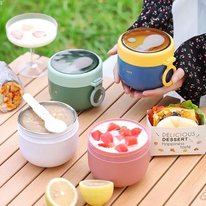 Boîte à déjeuner en acier inoxydable de 600ML, flacon de nourriture chaude, stockage de soupe, pot t