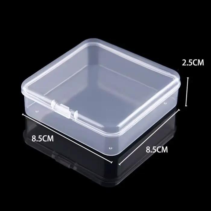 Boîte de rangement carrée en plastique, contenant transparent pour bijoux, perles, petits articles, 