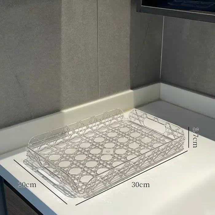 Plateau acrylique Transparent de luxe léger, plaque de rangement pour bijoux à carreaux, aromathérap