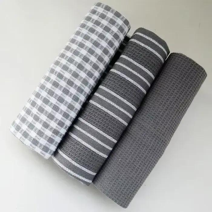 Serviettes de cuisine 100% coton naturel, 3 pièces, serviettes à thé classiques, chiffon absorbant, 