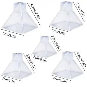 5 pièces - Moules en résine en forme de pyramide de différentes tailles, supports de présentation de