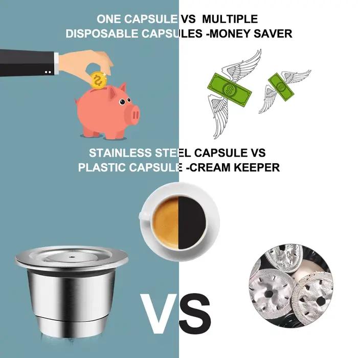 Capsules de café Nespresso réutilisables, tasse en acier inoxydable, rechargeables, filtre de rempli