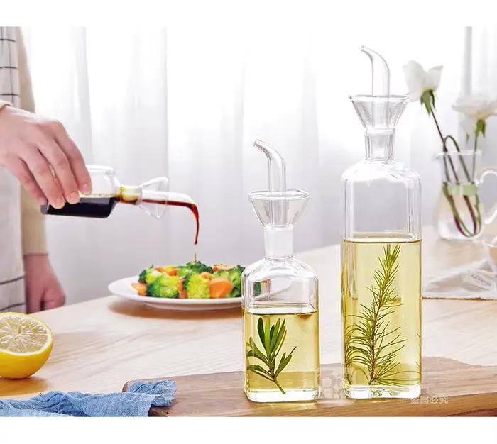 Pot d'huile en verre à haute teneur en Borosilicate, Pots d'huile et de vinaigre anti-fuite pour la 