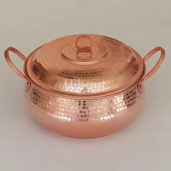 Casserole pure faite à la main en cuivre violet avec marmite à ragoût de cuisine épaisse avec couver